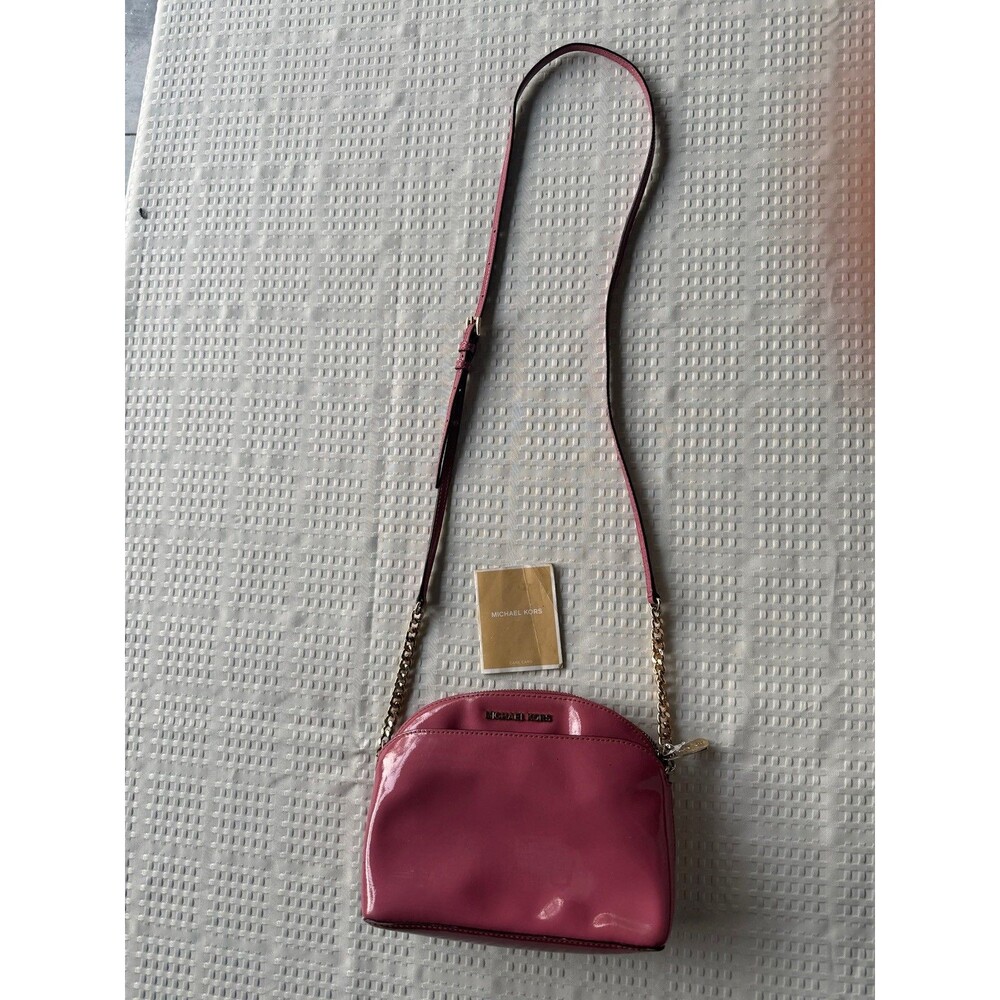 Michael Kors Emmy Dome Shoulder Bag - Leather Bright Pink Patent Color